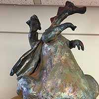 blue clay dragon sculpture