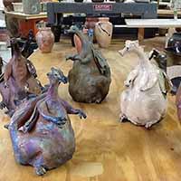 variety clay dragon sculpture