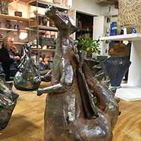 gold clay dragon sculpture